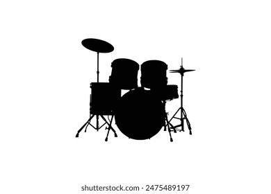 a drum set with a black and white picture of a drum set.