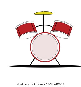 Drum set in cartoon style isolated on white background vector.