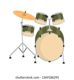 Drum set color vector icon. Flat design