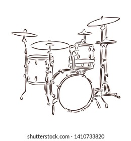 Drum set contour vector illustration 