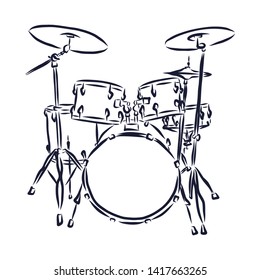 Drum set contour vector illustration 