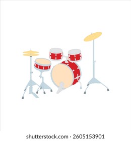 Drum set with cymbals and stands vector art
