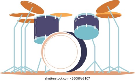 Drum set with cymbals vector illustration