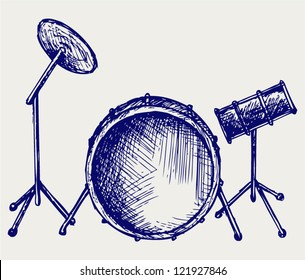 Drum set. Doodle style