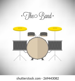 Drum set flat design vector illustration on white background