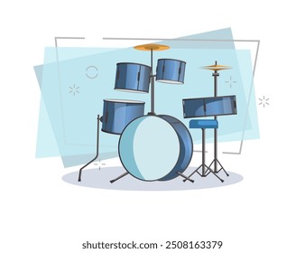 Conjunto de tambor ilustración plana. Banda de Rock, percusión, ritmo. Concepto de instrumentos musicales. El Vector se puede utilizar para temas como la música, el ocio, el rendimiento