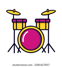 A drum set icon about rock and roll music