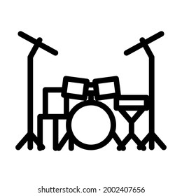 Drum Set Icon. Bold outline design with editable stroke width. Vector Illustration.