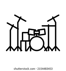 Drum Set Icon. Bold outline design with editable stroke width. Vector Illustration.