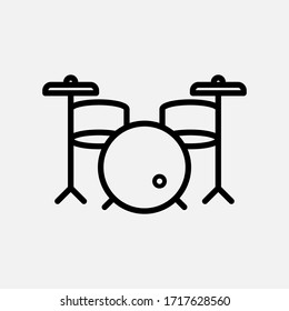 Drum set icon designed in a line style