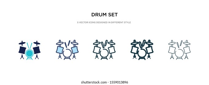 drum set icon in different style vector illustration. two colored and black drum set vector icons designed in filled, outline, line and stroke style can be used for web, mobile, ui