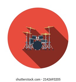 Drum Set Icon. Editable Bold Outline With Color Fill Design. Vector Illustration.