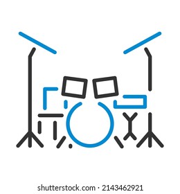 Drum Set Icon. Editable Bold Outline With Color Fill Design. Vector Illustration.