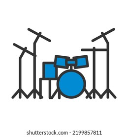Drum Set Icon. Editable Bold Outline With Color Fill Design. Vector Illustration.