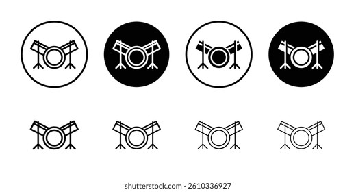 Drum set icon Flat fill set collection
