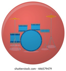 Drum set icon flat. Drum kit for music and musical instrument. Vector illustration