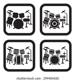 Drum set icon in four variations