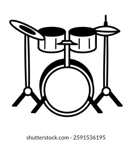 Drum set icon in hand drawn style 