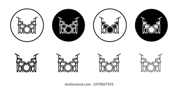 Drum set icon illustrating musical instruments and percussion, ideal for music education, bands, and entertainment designs