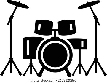 Drum set icon. Drum kit set sign. Silhouette drum set symbol. flat style.