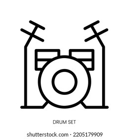 Drum Set Icon. Line Art Style Design Isolated On White Background