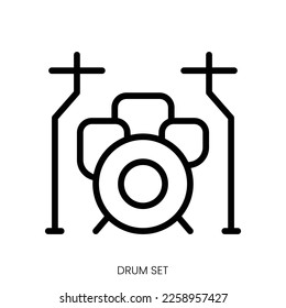 Drum Set Symbol. Line Art Design einzeln auf weißem Hintergrund