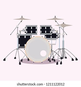Drum set icon, music and instrument, vector illustration