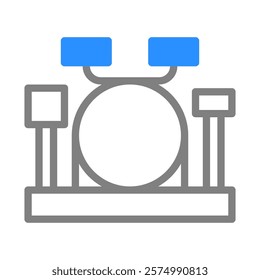 Drum set icon. Musical instrument graphic. Concept of music, rhythm, and percussion.