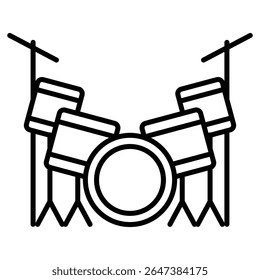 Drum set icon outline set sign