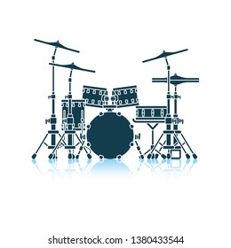 Drum set icon. Shadow reflection design. Vector illustration.
