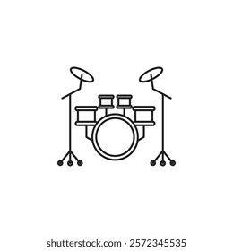 Drum set icon Vector flat thin line illustration