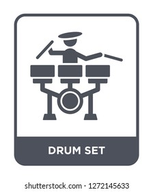 drum set icon vector on white background, drum set trendy filled icons from Free time collection, drum simple element illustration