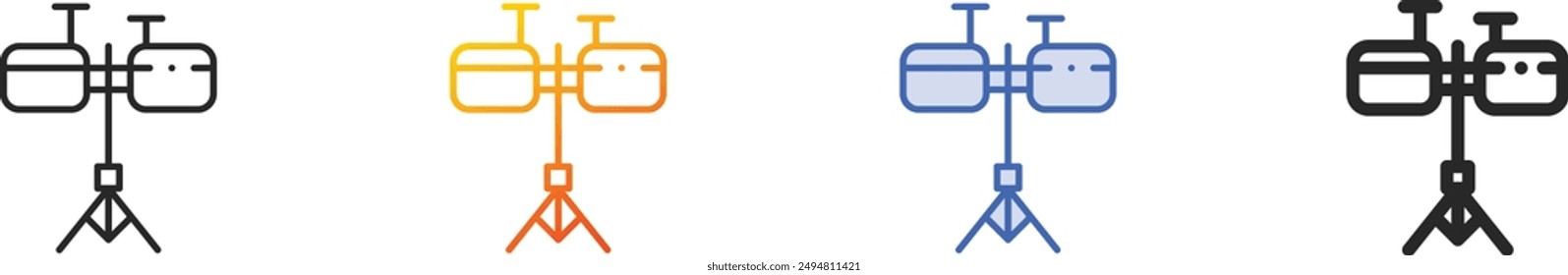 drum set icon.Thin Linear, Gradient, Blue Stroke and bold Style Design Isolated On White Background