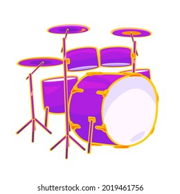 Drum set isolated on white background. Vector illustration of music instrument
