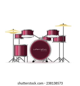 Drum set isolated on white background