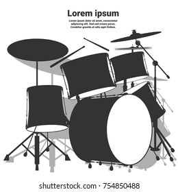 Drum set isolated on white background. Vector illustration