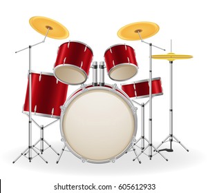 drum set kit musical instruments stock vector illustration isolated on white background