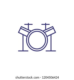 Drum set line icon. Percussion, stage, beat. Band concept. Vector illustration can be used for topics like concert, rock, music