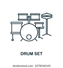 Drum Set line icon. Simple element from musical instruments collection. Creative Drum Set outline icon for web design, templates, infographics and more