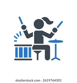 Drum Set Music Icon Isolated On White Background