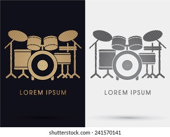 Drum Set, Music, logo, symbol, icon, graphic, vector.