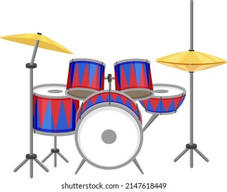 A drum set on white background illustration
