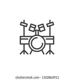 Drum set outline icon. linear style sign for mobile concept and web design. drum kit simple line vector icon. Symbol, logo illustration. Pixel perfect vector graphics