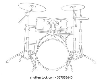 Drum Set Outline. Vector illustration of a drum set. Illustrator eight, compound color, fully editable.