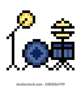 Drum set in pixel art style
