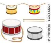 Drum, a set of realistic drums with drum sticks. Flat design, vector illustration, vector.
