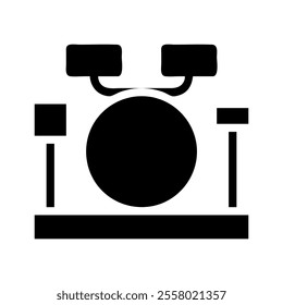 Drum set silhouette icon. Concept of music, rhythm, and performance.