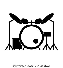 Drum set silhouette icon. Vector.