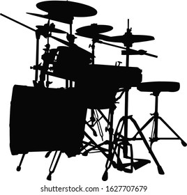 a drum set, silhouette vector