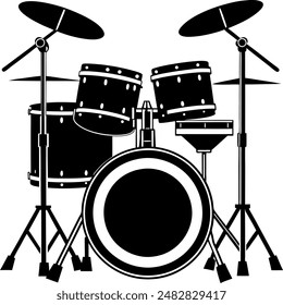 Drum set silhouette Vector Art Illustration, CNC, Wood, Vinyl, Cricut, Laser engraving File
